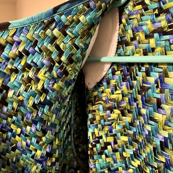 Chicos Design Womens Silk Jacket Blazer Sz 1 (M) Multicolor Basketweave Workwear - Picture 4 of 8